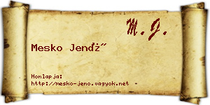 Mesko Jenő névjegykártya